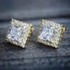 Stud Hyperbole Square Shaped Earrings For Women Luxury Wedding Accessories Princess Cut CZ Fashion Contracted Jewelry1972459
