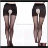 Womens Underkläder Apparel Drop Leverans 2021 Kvinnor Pantyhose Öppna Crotch Sexig Tunn Super Elastic Silk Seamless Crotchless Transparent Hosiery