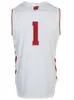 Mens Wisconsin Badgers # 1 White Jersey Mannen Dames Jeugd Basketbal Jerseys XS-6XL