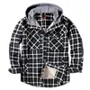 Giacche da uomo Giacca invernale in pile da uomo Casual scozzese con cappuccio Velluto ispessito Camicia calda Camicie a maniche lunghe larghe in cotone Cappotto maschile