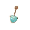 Faux Opal Body Piercing Bijoux Coeur Nombril Anneau Galvanoplastie Nombril Anneaux Barbell pour Femmes