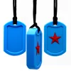 2021 Silicone Dog Tag Pendant with Star Kids Teether Teething Toys Oral Sensory Autism Chew Toy Silicone Necklace