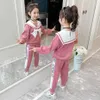 Girls Clothes Sweatshirt + Pants Clothing For Patchwork Tracksuit Letter Children's Tracksuits 6 8 10 12 14 210528