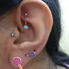 1Piece Opal And CZ Gem Ear Tragus Cartilage Earring Stud Eyebrow RingBody Piercing Jewelry With Internally Thread 16g