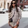 Autumn Fashion Houndstooth Women's Jacket Casual Loose Lapel Long Sleeve Coat High Street Plaid Female Winter Top 211109