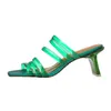 Sommer Gleitet Frauen Schuhe Transparent Seltsame Stil High Heels Mode Offene spitze Hausschuhe Damen Sandalen Größe 34-40 210517