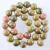 Wojiaer Natural Gem Stone Unakite Jasperラウンドボールビーズ6 8 10 12mmフィットDIYチャームジュエリーメイキングアクセサリー15.5インチBY914