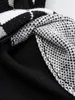 90'ın Vintage Siyah Beyaz Gri Ekose Örme Kazak Yelek Tiki Tarzı Kore Giyim V Boyun Kolsuz Hırka Y2K Knitwear 210429