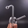 portable mini Dab Rig water pipe Thick Detachable glass water bong recycler smoking water pipe with Carb Hole and downstem oil pot dhl free