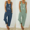 Kvinnors Jumpsuits Rompers 30h Boho Flower Print Kvinnor Casual Pocket Romper Jumpsuit Long Playsuit Strap Button Oversized Bodysuit Drop