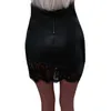 Röcke Frauen Sexy Schwarz Kunstleder Spitze Nähte Hohe Taille Reißverschluss Bodycon Mini Bleistiftrock Für Weibliche