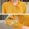 Плюс размер женщины топы цветочные вышивка шифоновая блузка рубашка мода s и блузки с длинным рукавом 127 г 210420