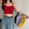 Werueruyu Sexy Tank Top Black Halter Crops Tops Женщины Летние Камизол Без Без без спинки Цветочник Женский Без рукавов Подрезанный Жилет 210608