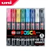 Ensemble de couleurs Uni Posca PC-1M marqueur de peinture Fine Bullet Tip-0.7mm 8 marqueurs d'art fournitures scolaires de bureau 201222