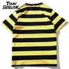 Yellow Black Red White Striped T-Shirt Cotton Vintage Hip Hop Harajuku Tops Tee Men Women Tshirt Streetwear Short Sleeve 210716