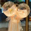 Şeffaf Bobo Topu LED Aydınlık Balon Gül Buketi Gül Sevgililer Günü Hediye Balon Doğum Günü Partisi Düğün Dekor Için 1465 V2