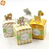 Opakowanie prezentów 12pcs/partie 4 typy safari safari ekologiczne prezenty pudełko chłopiec/dziewczyna urodziny Baby Shower Favours