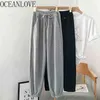 Przyczynowe spodnie haremowe wysokiej talii stałe jesienne cienkie kobiety mody spodnie koreańskie luźne femme pantalon 18043 210415