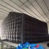 Tente cube gonflable noire 4.8x4.8x3.6m, cabine carrée pour fête disco, ballon de maison à air incliné avec couvercle de porte autocollant