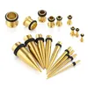 36pcs / lote 1,6-10mm kit perfuradoras de piercing corporal jóias 316 taças de aço inoxidável e plugues túneis de ouvido Gauges expansor conjunto