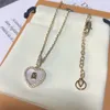 Collana da donna con ciondolo a forma di cuore con diamanti e scatola con lettere, gioielli con ciondoli in cristallo, collane regalo squisite unisex, catena alla moda per esterni