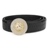 Men modedesigner äkta läder lyxmetall legering spänne lejon bälte cowskin fett bred hög kvalitet ceinture homme bälten1030597