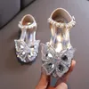 2021 New Children's Party Wedding Children Shoes Sequin Lace Bow Kids Shoes Cute Pearl Princess Dance Single Casual Girls Shoe X0703