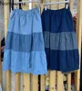 株式会社韓国のコントラストカラーパッチワークジーンズスカート因果的ハイウエストAラインデミンスカート女性夏ファルダスマザー6G953 210427