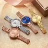 Wwoor Luxury Rose Blue Ladies Watch Top Brand Fashion Present Armband Klocka för kvinnor Elegant Quartz Armbandsur Reloj Mujer 210527