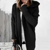 Jesień zima casual miękkie dziewiarskie swetry kobieta batwing rękaw luźne bluzki górne eleganckie stałe kapturzowe dzianiny kardigan 210922
