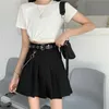 YBYR Jupe d'été Femme Y2K Ceinture plissée Coréenne Taille haute A-ligne Sexy Mignon Mini Danse Plaid S Harajuku Uniformes 210621