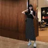 Women Summer Plus Size S-3xl Skirt Korean Vintage Polka Dot Slim High Waist A Line Midi Female Black White Red Streetwear 210708