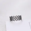 Anelli a grappolo Stile coreano Argento sterling 925 Semplice retrò vintage Nero Grande maglia Anello aperto Gioielli da donna