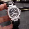 クラシックマンウォッチ自動ムーブメントビジネス腕時計ステンレス鋼の機械式時計レザーストラップ009-2240S