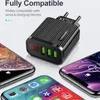 5V 3A LED Display 3 Port AC Home Travel Wall Charger Power Adapter för iPhone Samsung Huawei Android Phone PC Fabrikspris