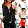 2020 nuovi arrivi moda donna manica lunga scollo a V allentato lungo camicetta di chiffon camicia solida signora top taglie forti X0521