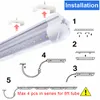 Tubo LED T8 da 144 W Tubi LED integrati Luce a forma di V Sostituisci illuminazione fluorescente Porta di raffreddamento Luci del negozio del garage AC85-265V 14400LM 25 CONFEZIONI STOCK NEGLI USA