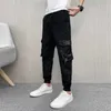 Streetwear Multi Pockets Cargo Harem Jogger Spodnie Mężczyźni Hip Hop Moda Casual Track Spodnie Wstążki Bawełniane Harajuku Dresy Y0927