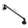 16 Inch Industrial Iron Pipe Towel Rack Holder - Heavy Duty Rustic Hand Towel Bar, Vintage Style Grab Bar/Door Handle , Black