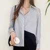 Lose Chiffon Bluse Frauen Mode Gestreiften V-ausschnitt Lange Ärmel Wilden Professionelle frauen Shirts Herbst Feminine 11251 210427