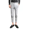 Брюки для деловых платьев Повседневная Slim Fit Формальные штаны для мужчин Streetwear Ночной клуб Социальные брюки Pantalon Homme Balck Grey 210527