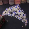 Forseven Kobiety Dziewczyna Bride Noiva Wedding Party Tiaras Korony Duża Kryształowa Księżniczka Diadem Opaski Biżuteria Akcesoria