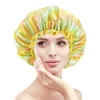 Fashion Big Size double layer Night Hat Head Cover satin bonnet Curly Hair Care Women Wide Band sleeping cap