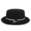 Berets Flat Top Jazz Hat Fashion 100 Lia Wool Men039s Fedora avec tarte au porc Feels Feel 5658CM2237793