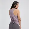 L-74 Kvinnor Yoga tank T-shirt outfit naken hudvänlig bandig Vest Lady Bow Beauty Back Sports Blus Fashion Loose and Betath Running Top