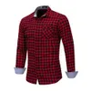 Fredd Marshall Camicia a quadri da uomo Camicia rossa da uomo Fashion Style 100% cotone a maniche lunghe Camicie casual Camisa Social FM170 210527