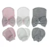 Baby mode breien gestreepte warme hoed en handschoenen tweedelige set schattige haakbogen baby caps kinderen hoofddeksels kleding decoratie