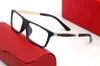 クラシックサントス男性女性サングラススクエアフレームクリアレンズバッファローホーン光学眼鏡デザインアンチスリップフットカバービジネスカジュアルティービーンブラウングラスaahf