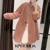 Kvinnor Mode Tjock Varm Faux Fur Teddy Coat Långärmade fickor Kvinnor Ytterkläder Chic Overcoat 210420