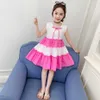 Girl Dress Patchwork Party For Girls Casual Style Kid Sommarkläder 6 8 10 12 14 210528